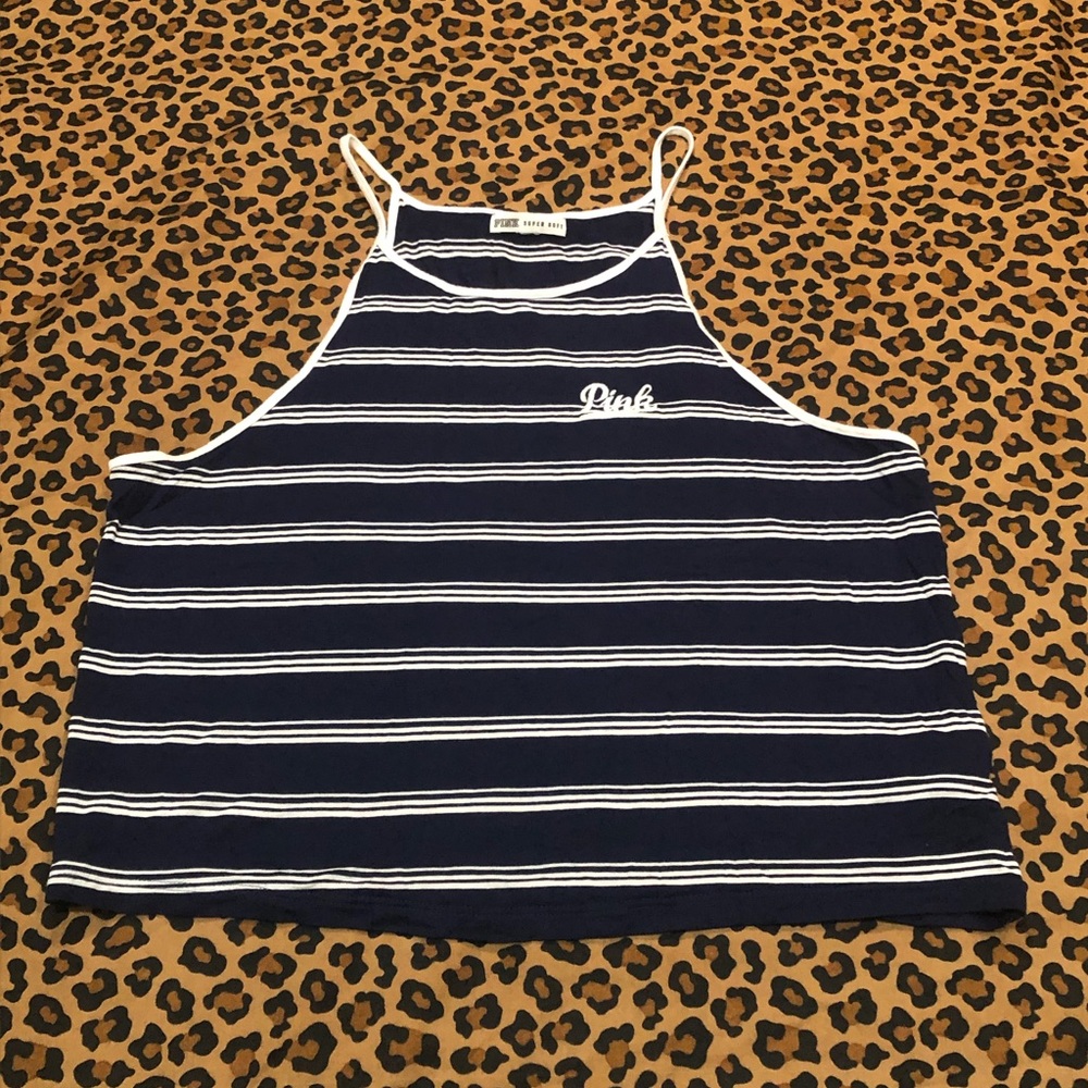 Victoria’s Secret PINK Stripe Super Soft Tank Logo